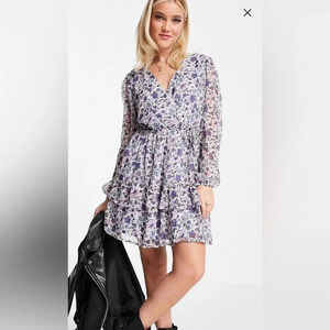 Jacqueline de Yong Long Sleeve Mini Dress Womens Small Floral Print